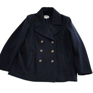 Old Navy Womens Double-Breasted Navy Peacoat XL Petite Wool Blend